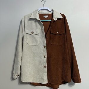 Two-Tone Corduroy Button-Up Shirt